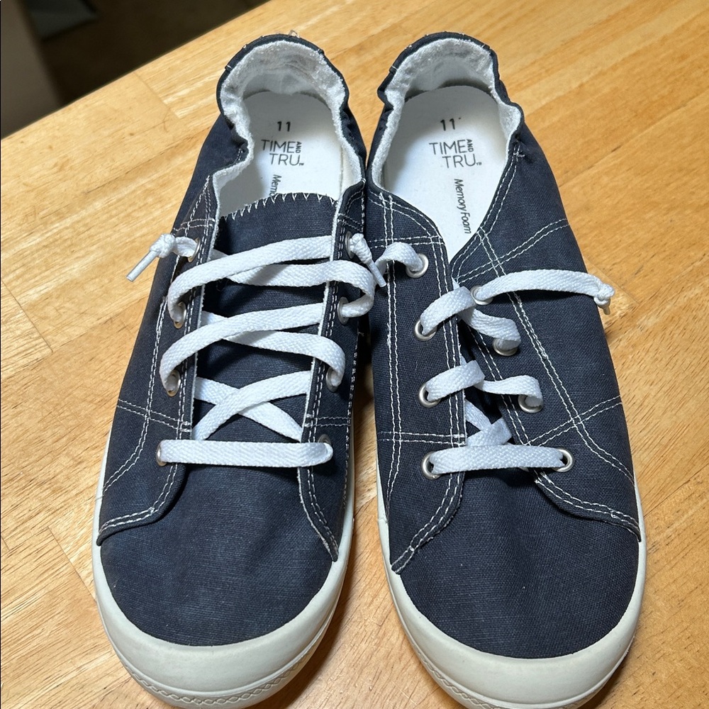 Time and Tru Dark Blue Canvas Sneakers with White Laces. New condition.